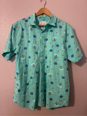 Hurley Teal Tropical Short-Sleeve Button-Down Shirt